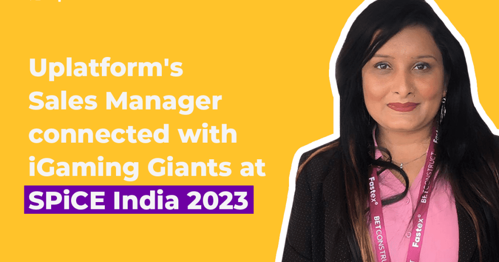 Uplatform的销售经理在2023年印度SPiCE展会上与iGaming巨头进行了交流